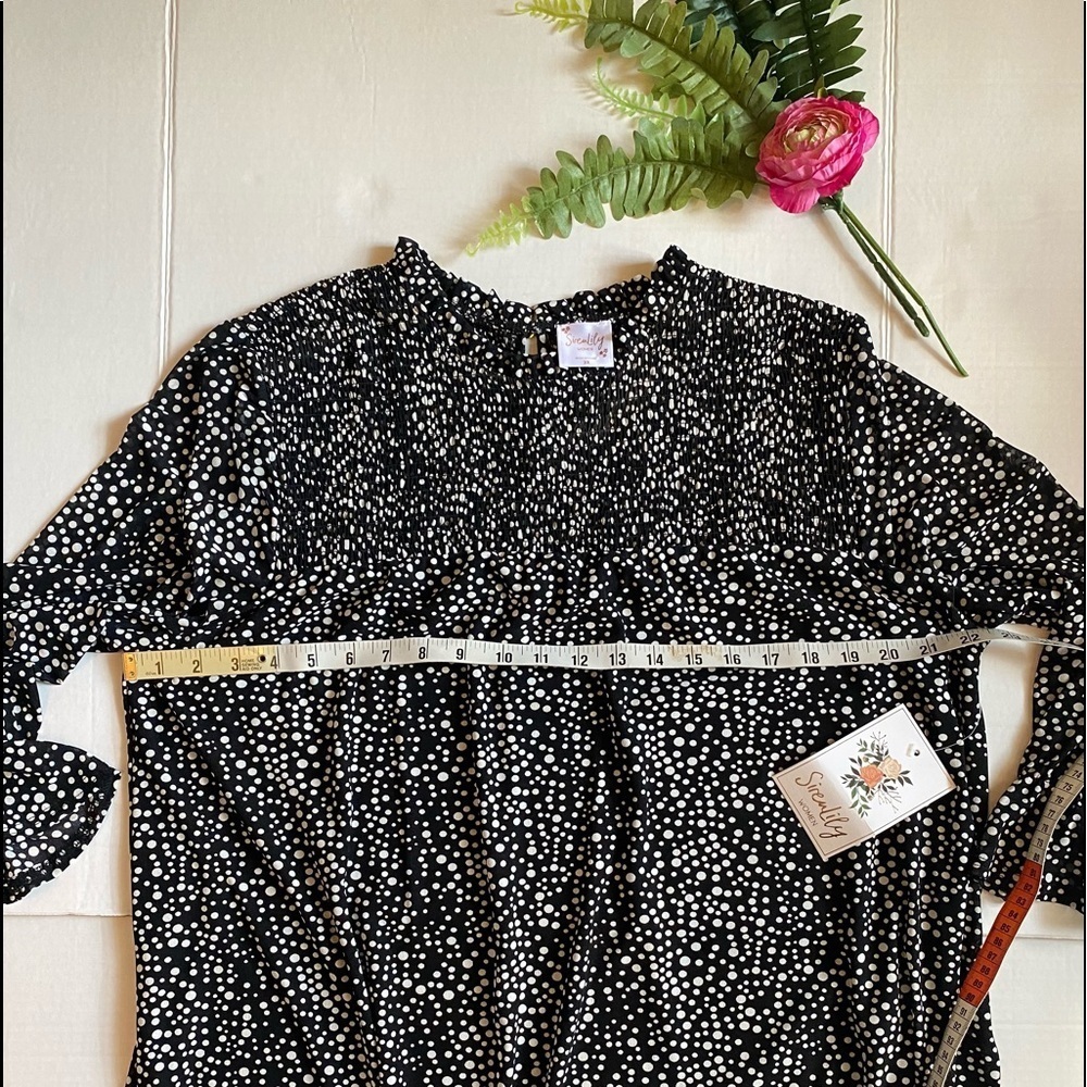 Siren Lily Black & White Polka Dot Stretch Dress. NWT Size 3X Workwear Boho - Picture 10 of 11